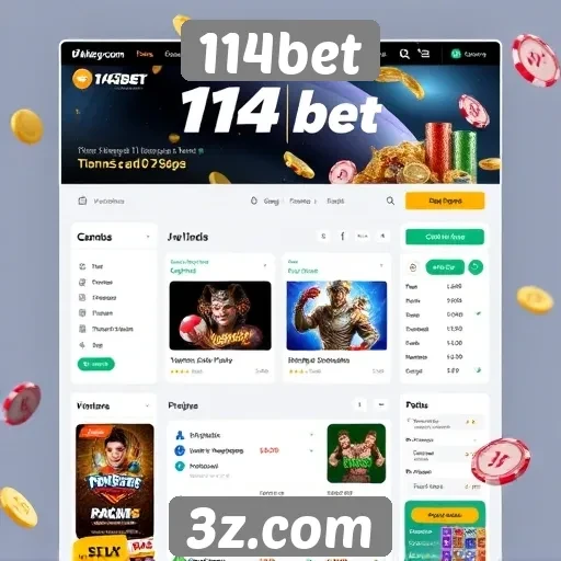 Navegação simplificada no site de jogos 114bet